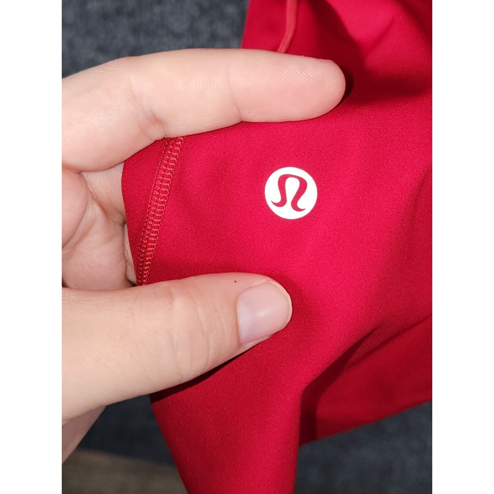 Lululemon Base Pace High Rise Crop 23" Leggings Red Nulux Womens Sz 12 Stretch - Picture 8 of 16